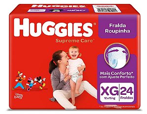 Fralda Roupinha Huggies Supreme Care tamanho XG com 24 unidades