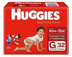 Fralda Infantil Huggies Supreme Care tamanho G com 32 unidades