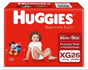 Fralda Infantil Huggies Supreme Care tamanho XG com 26 unidades
