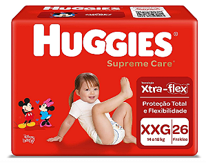 Fralda Infantil Huggies Supreme Care tamanho XXG com 26 unidades