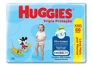 Fralda Infantil Huggies Disney Tripla Proteção tamanho XXG com 66 unidades