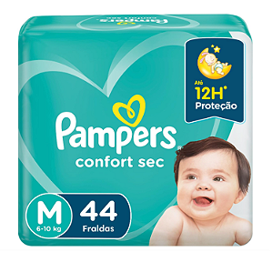 Fralda Infantil Pampers Confort Sec tamanho M com 44 unidades