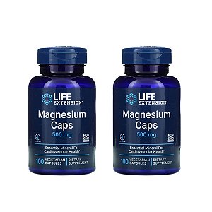 Kit 2x Magnésio 500 mg Life Extension, 100 Cáps, Importado
