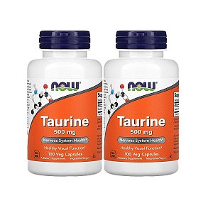 Kit 2x Taurina, Now Foods, 500 mg, 100 Cápsulas, Importado
