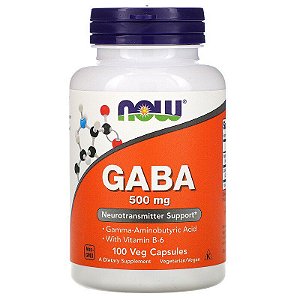 GABA, Now Foods, 500 mg, 100 Cápsulas Vegetais
