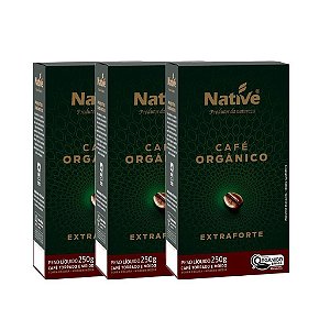 Kit 3 Café Orgânico Native Torrada e Moido Extra Forte