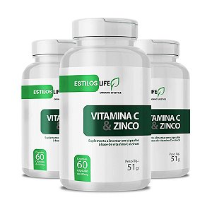 Kit 3 Vitamina C 1000mg Com Zinco 60 Cápsulas