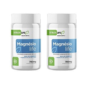 Kit 2 Magnésio Life, Vitaminas B, C e Zinco 60 Cápsulas