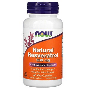 Resveratrol Natural 200 mg, Now Foods, 60 Cápsulas Vegetais