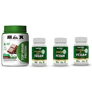 Kit Proteína Vegana 600g Choco + Vitaminas ( A, B12 e Zinco)