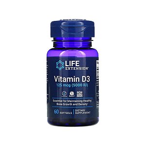 Vitamina D3, Life Extension, 5.000 UI 60 Cápsulas, Importado