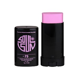 [FPS 75] PROTETOR SOLAR MINERAL COLOR FPS75 FACIAL FÍSICO EM BASTÃO SOUL SUN® PINK / BLUE