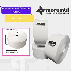 Bobina Térmica para relógio ponto – 57 x 300 M