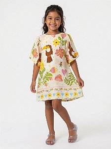 Vestido Estampa Digital Mangão Flores do jardim