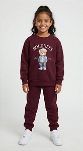 Conjunto de Moletom Flanelado Ursinho
