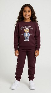 Conjunto de Moletom Flanelado Ursinho