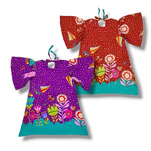 Vestido de Viscose Estampa Digital com Manga Borboleta Noite das Tulipas