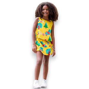 Conjunto de Viscose com short-saia Acampamento de Férias