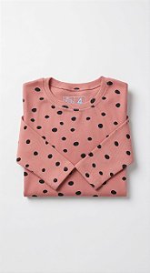 Camisa longa Feminina canelada bolinha