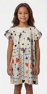Vestido Viscose Estampa Digital com Laço nas Costas Borboletas