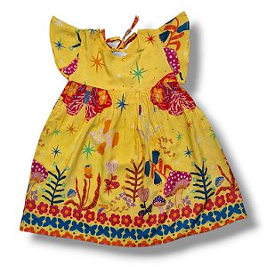 Vestido de Viscose Estampa Digital com Laço nas Costas Lucy