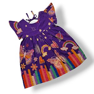 Vestido de Viscose Estampa Digital Laço nas Costas Arte Fantástica