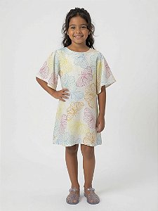 Vestido de Viscose Estampa Digital Mangão Borboletas Coloridas