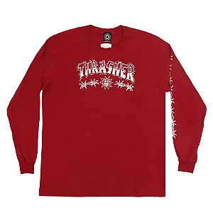 Camiseta Manga Longa Thrasher Magazine Barbed Wire - Vermelho