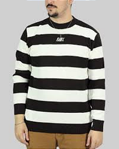 Casaco Suéter Plano C Stripe Logo - Off White/Cacau (Off White/Marrom)