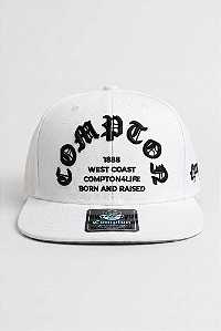 Boné Compton Aba Reta Snapback Born And Raised Branco