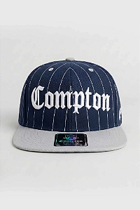 Boné Compton Aba Reta Snapback Classic Pinstripe Azul Marinho