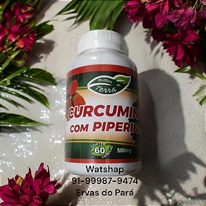 Curcuma---pimenta-preta-60cap-padrao Curcuma 500mg + Piperina 10mg 60 Cápsulas