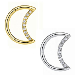 Argola Lua de Titânio Cravejada de Zircônias