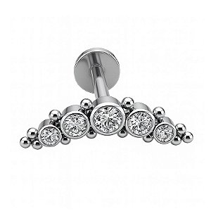 Labret de Titânio Cluster Longo Cravejado