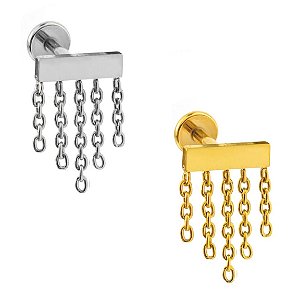 Piercing Labret de Titânio com Correntinhas