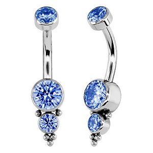 Banana Indiana de Titânio com Zircônias Azuis