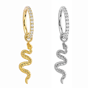 Argola de Titânio Cravejada com Serpente