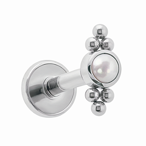 Mini Labret Indiano de Titânio com Pérola e Beads
