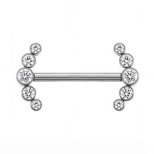 Piercing de Mamilo Titânio Mini Clusters de Zircônias
