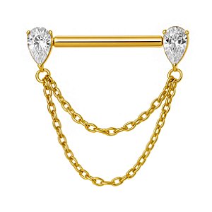 Piercing Mamilo de Titânio Gotas com Correntinhas