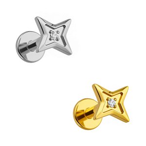 Estrela com Zircônia Labret de Titânio