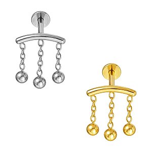 Labret Correntes com Bolinhas em Titânio