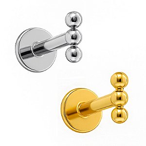 Triple Beads Labret de Titânio