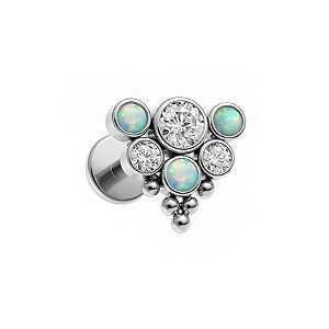 Labret Cacho de Zircônias e Opalas em Titânio