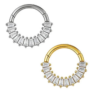 Argola de Titânio com Baguetes de Zircônia
