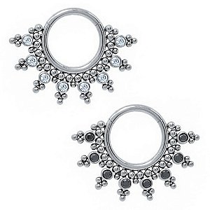 Argola Raiada de Titânio com Zircônias