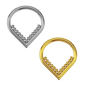 Argola V com Bolinhas em Titânio