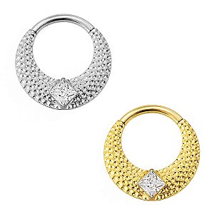 Argola Martelada de Titânio com Zircônia