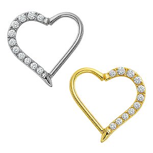 Argola Daith Coração Cravejado de Titânio