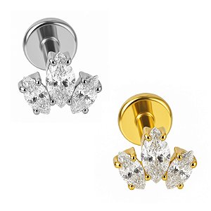 Trio de Navetes Marquise Labret de Titânio